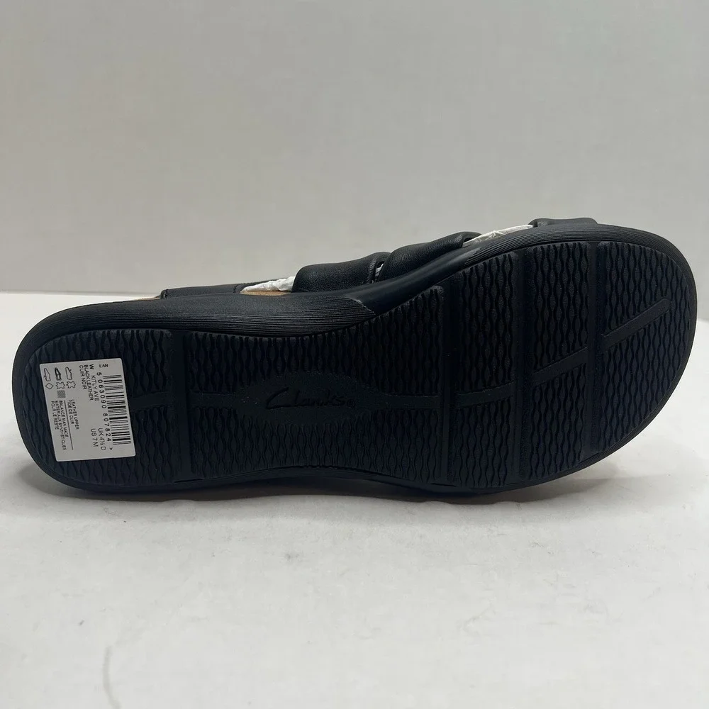 Clarks Artisan Kitly Ave Womens 7 M Black Leather Strappy Comfort Sandals
